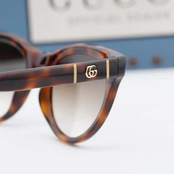 Gucci GG0763S 002 Cat Eye Sunglasses - Havana/Brown Gradient  display picture 1